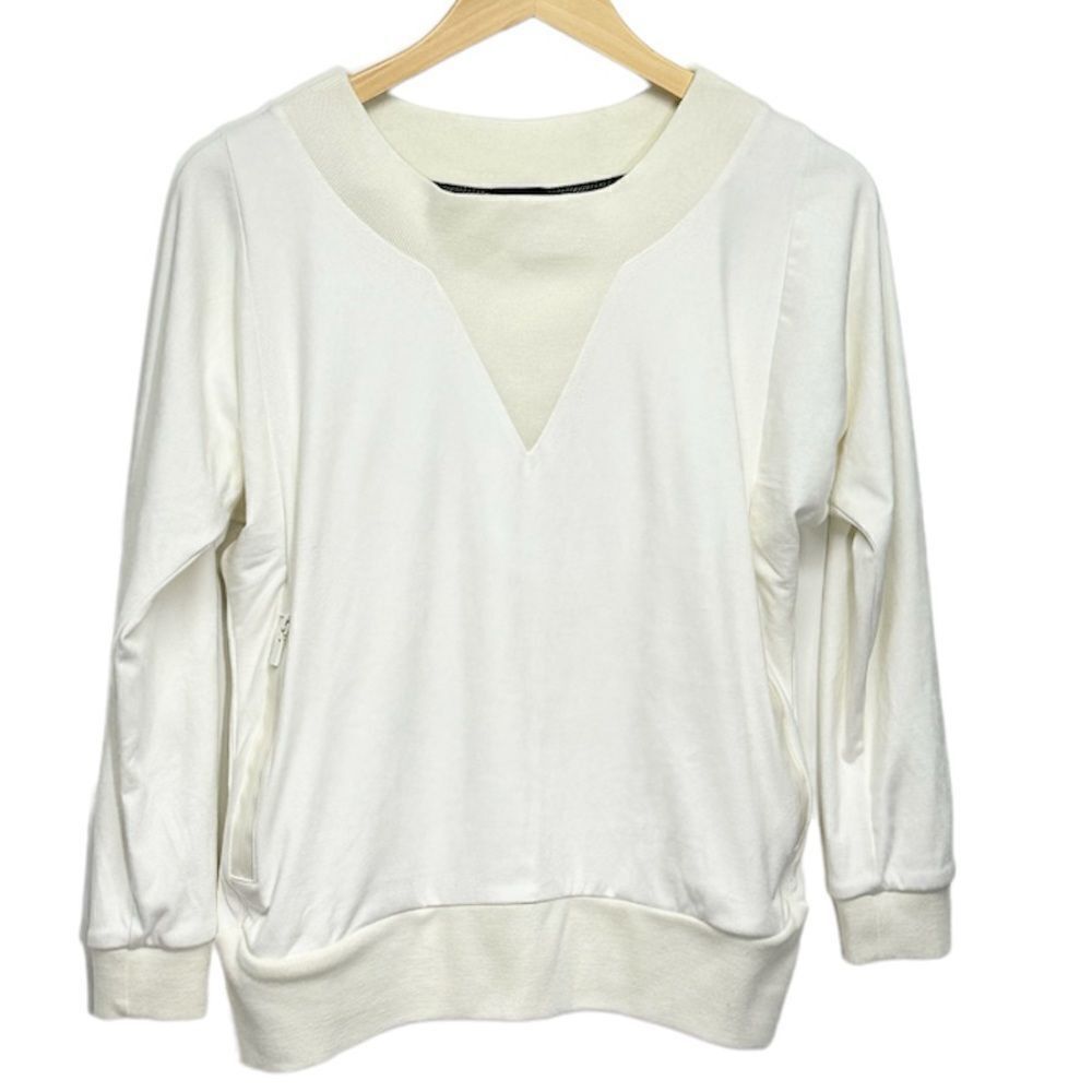 L‎ Ivory Women’s Pullover Sweatshirt With Pockets Size XS